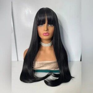 Realistic long, Beautiful Black Straight Hair long Wig 30 in